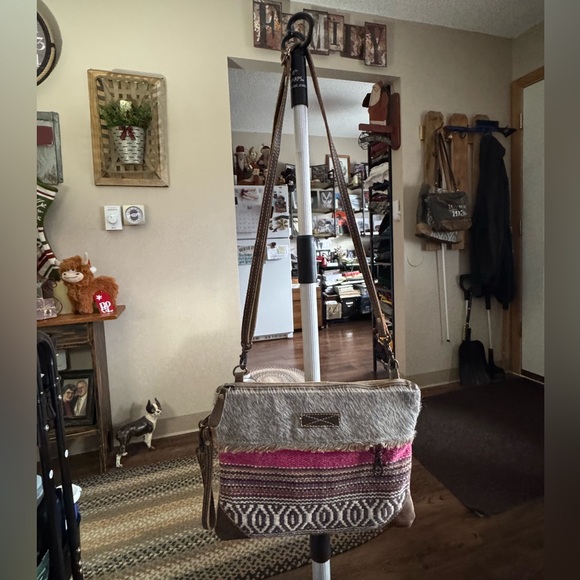 Myra Bag Handbags - Myra Bag Crossbody with Pink and Brown Accents